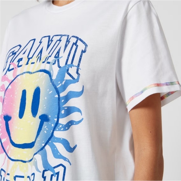GANNI Women's White Graphic Tee - Picture 2 of 5